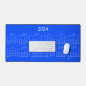 2024 Kalender Blauwe Kleur Achtergrond Bureaumat (Keyboard & Muis)