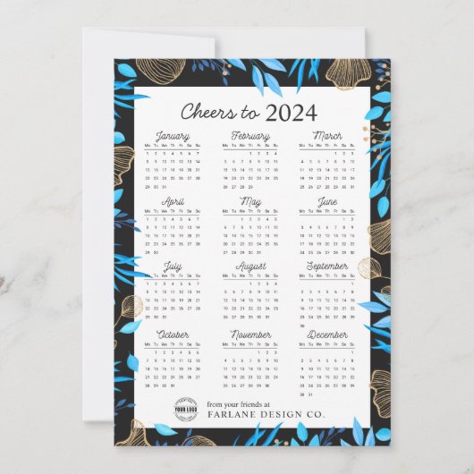2024 Kalender Bloemen Bedrijf Logo Vakantie Kaart (Voorkant)