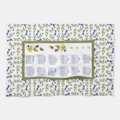 2024 Kalender Bosbessen Gestempelde Bladeren, wit Theedoek (Horizontaal)