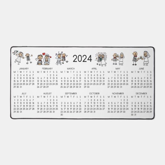 2024 Kalender Bruiloft Koppels Karakters Bureaumat (Voorkant)