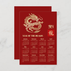 2024 Kalender Chinees Jaar van de Dragon Kaart