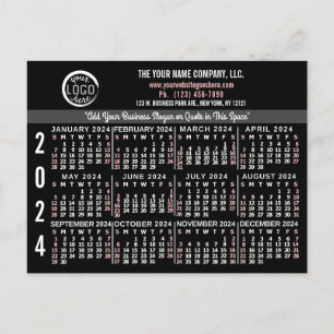 2024 Kalender Custom Business Logo Naam Zwart Gema Briefkaart