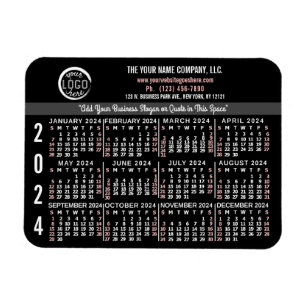 2024 Kalender Custom Business Logo Naam Zwart Gema Magneet