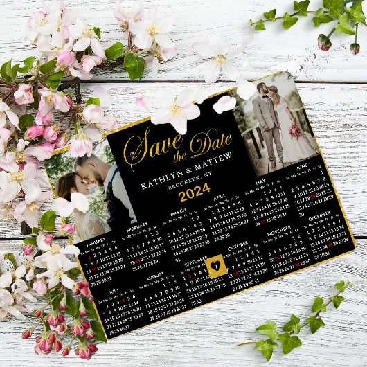 2024 Kalender Elegant Script 2 Foto Opslaan De Dat Magnetische Uitnodiging