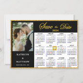 2024 Kalender Elegant Script Foto Opslaan De Datum Magnetische Uitnodiging (Voorkant)