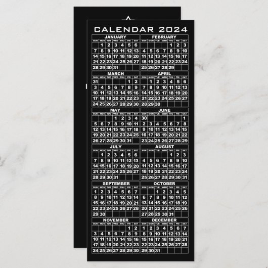 2024 Kalender Feestdagen Rack Kaart Black Tree (Voorkant / Achterkant)