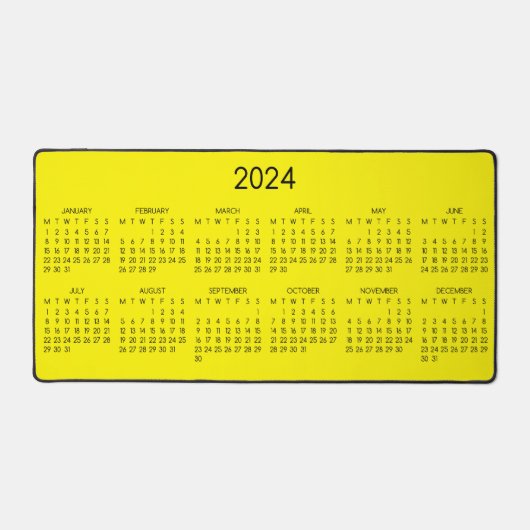 2024 Kalender Geel Kleur Achtergrond Bureaumat (Voorkant)
