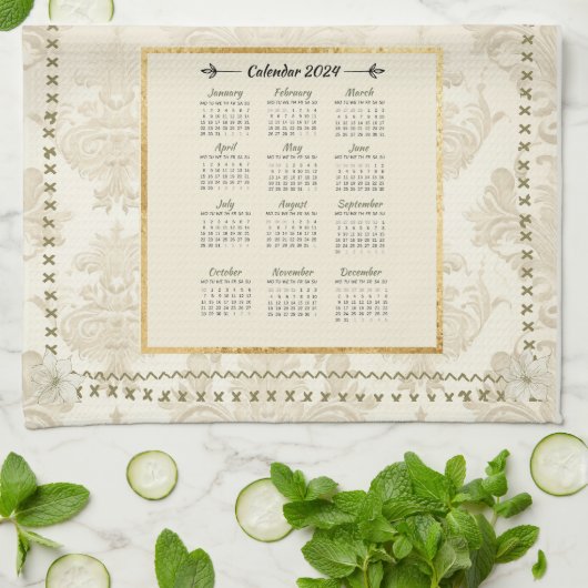2024 Kalender Handdoek Paris Uitzicht Aangepaste B (Gevouwen)