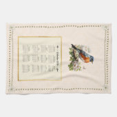 2024 Kalender Handdoek Robin Bird Peach Damask (Horizontaal)