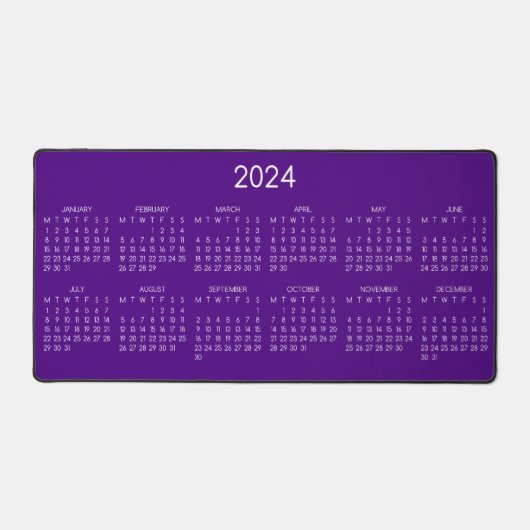 2024 Kalender Indigo Kleur Achtergrond Bureaumat (Voorkant)