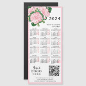 2024 Kalender Logo QR Code Roze Wit Bloemen (Voorkant / Achterkant)