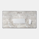 2024 Kalender Marmeren Achtergrond Fotoontwerp Bureaumat (Keyboard & Muis)