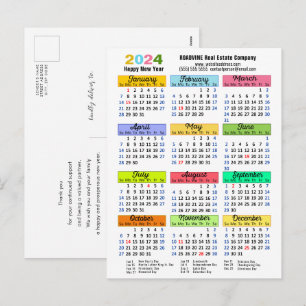 2024 Kalender Modern Business Nieuwjaar Kleurrijk Feestdagenkaart