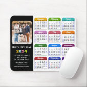 2024 Kalender Modern Zwart Familie Foto Kleurrijk Muismat (Met muis)