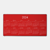 2024 Kalender Rode Kleur Achtergrond Bureaumat (Voorkant)
