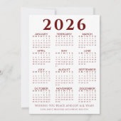 2024 Kalender RUST & VREUGDE Foto Aangepaste Kleur Feestdagenkaart (Achterkant)