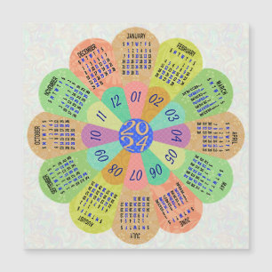2024 Kalender Unieke Boho Retro Bloemmagneet