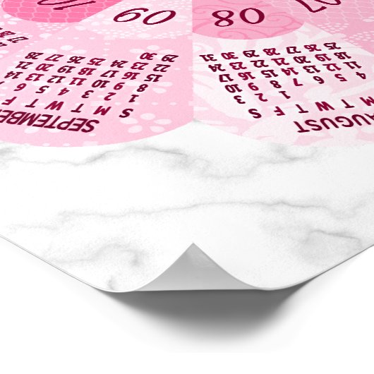 2024 Kalender Unieke Ronde Boho Roze Bloem Poster (Hoek)