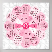 2024 Kalender Unieke Ronde Boho Roze Bloem