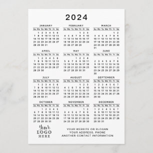 2024 Kalender Volledig Jaar Wit Zwart Minimaal Programma
