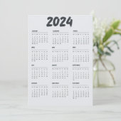 2024 Kalender Zwart-wit Eenvoudig Programma (Staand voorkant)