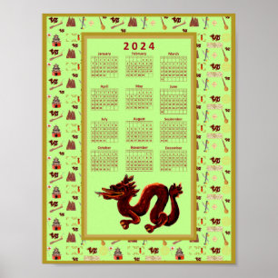 2024 Kalenderjaar van de Dragon Music Luck Poster