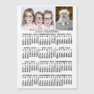 2024 Kalenderjaar Wit Foto Sjabloon Magneet