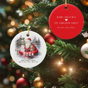 2024 Kerstman Overstroomde Noordpool Humoristische Keramisch Ornament