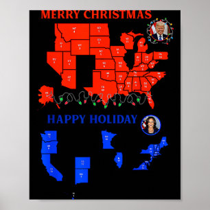 2024 Kieskaart Vrolijk Kerstmis Trump Grondverschu Poster