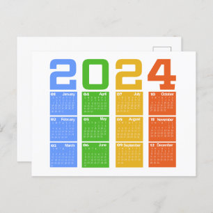 2024 Kleurrijke Kalender Briefkaart