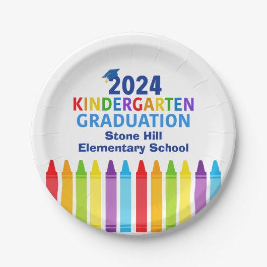 2024 Kleuterschool Afstuderen Custom School Party Papieren Bordje (Voorkant)
