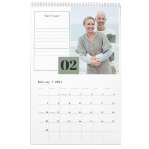 2024 Maandelijkse foto en moderne notities sectie Kalender
