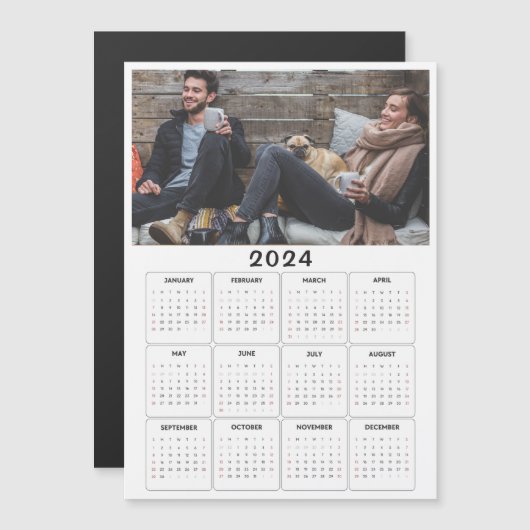 2024 magnetische kalender - aangepaste foto (Voorkant / Achterkant)