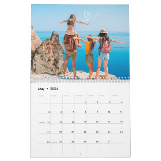 2024 Moderne aangepaste foto Creëer Uw eigen famil Kalender