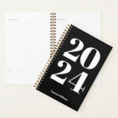 2024 Moderne Gras Noir & Blanc Planificateur de ty (Devant avec enveloppe)
