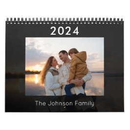 2024 Moderne Grijze Familie Fotokalender Kalender