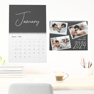 2024 Moderne minimalistische Boho Black fotocollag Kalender