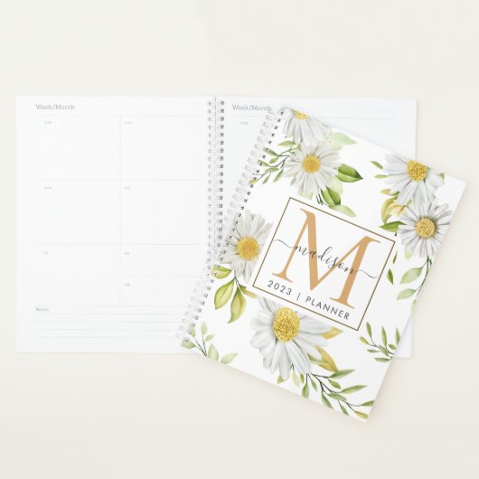 2024 Monogram Daisy Floral hebdomadaire mensuel (Devant avec enveloppe)