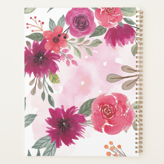 2024 Monogram Waterverf Bloemenweekblad Maandelijk Planner (Achterkant)