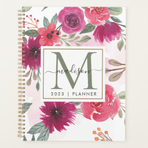 2024 Monogramme Aquarelle Florale hebdomadaire men