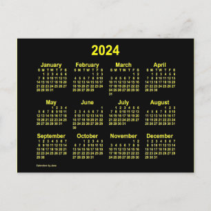 2024 Neon Geel Mini Kalender van Janz Briefkaart