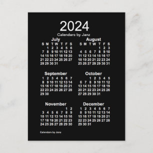 2024 Neon White 6 maanden Mini Calendar van Janz Briefkaart