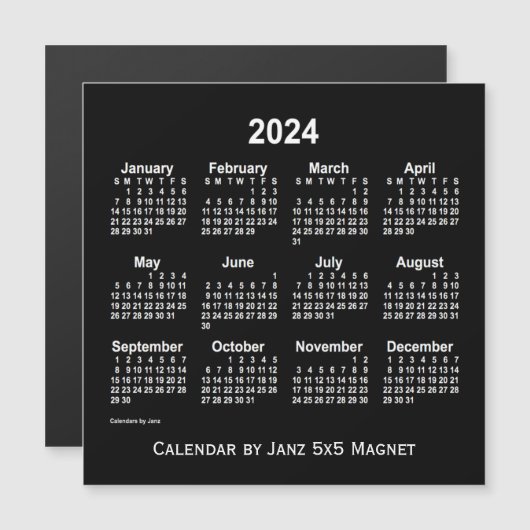 2024 Neon White Agenda van Janz 5x5 Magnet (Voorkant / Achterkant)