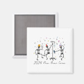 2024 New Year Crew Skeleton Dancing Funny Nurse Ic Magneet (Voorkant / Achterkant)