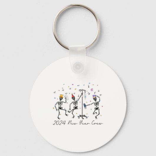 2024 New Year Crew Skeleton Dancing Funny Nurse Ic Sleutelhanger (Voorkant)