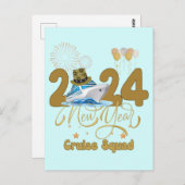 2024 New Year Cruise Squad NYE Party Reisgroep Briefkaart (Voorkant / Achterkant)