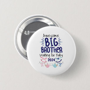 2024 Nieuwe Big Brother Wachten op Baby Sibling Ronde Button 5,7 Cm