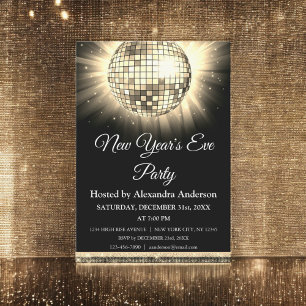 2024 Oudejaarsavond Party Gold Disco Ball Kaart