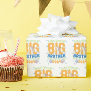 2024 Oudere Broer Wacht op Baby Cadeaupapier