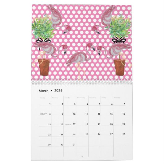 2024 Palm Pink Flamingo Flamingos Terra Cotta Kalender (Mar 2026)